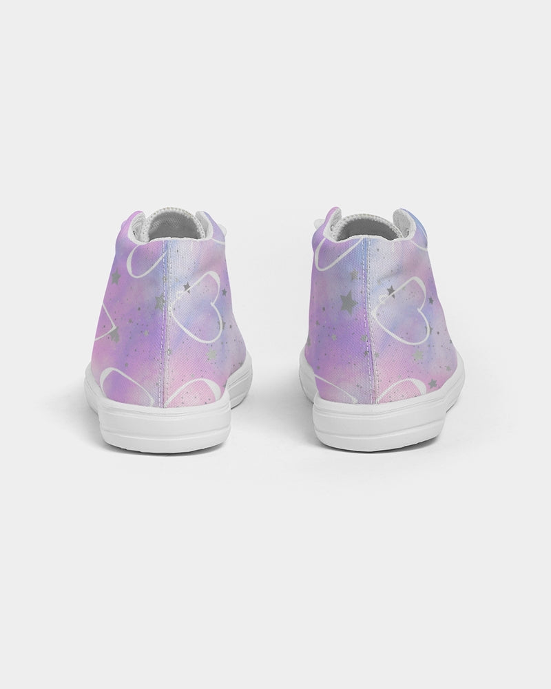 Pink Hearts - Heart Print -  Kids Hightop Shoes - Kid Collective