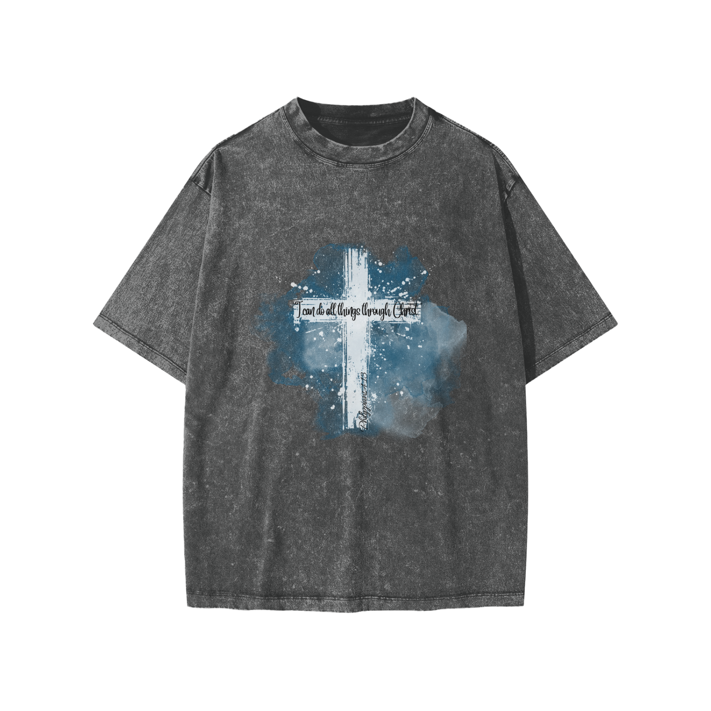 Faith Based Apparel,Childrens Essentials,School,Snow Washed T-Shirt,Daily Casual,Unisex,Philipians 4:13,Loose Fit,No Stretch,Moderate Thickness