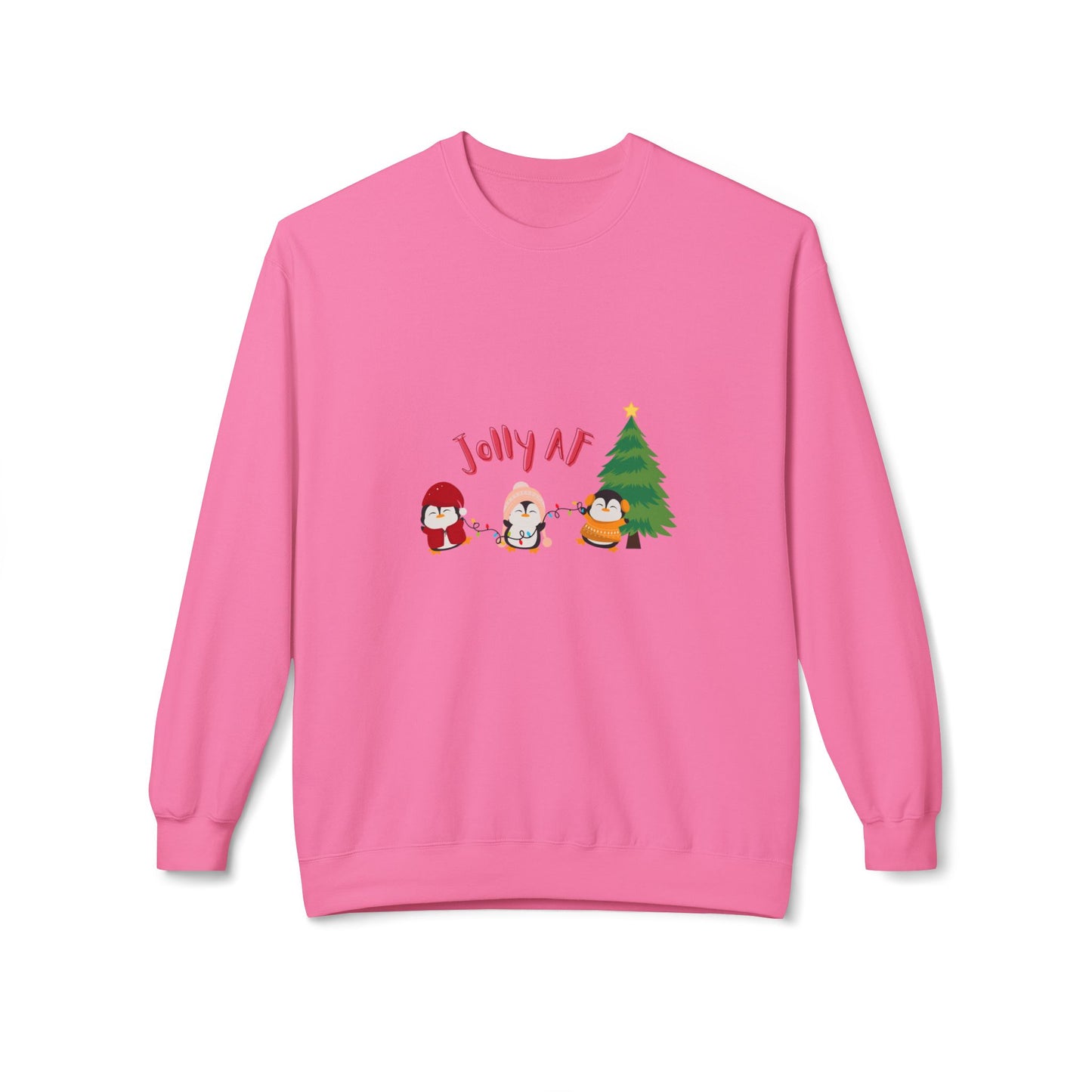 Jolly AF - Christmas Sweater - Fleece Crewneck Sweatshirt - Her Collective