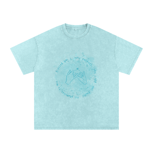 Oversized T-Shirt,Faith Based Apparel,Blessed,Graphic T-Shirts,Slogan T-Shirt,Positive T-Shirts,Acid Wash,Unisex,100% Cotton,Christian T-Shirts