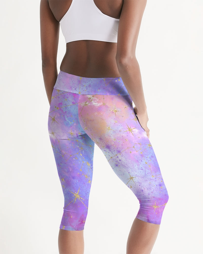 Galaxy Print - Women's Workout Mid-Rise Capri - Her Collective