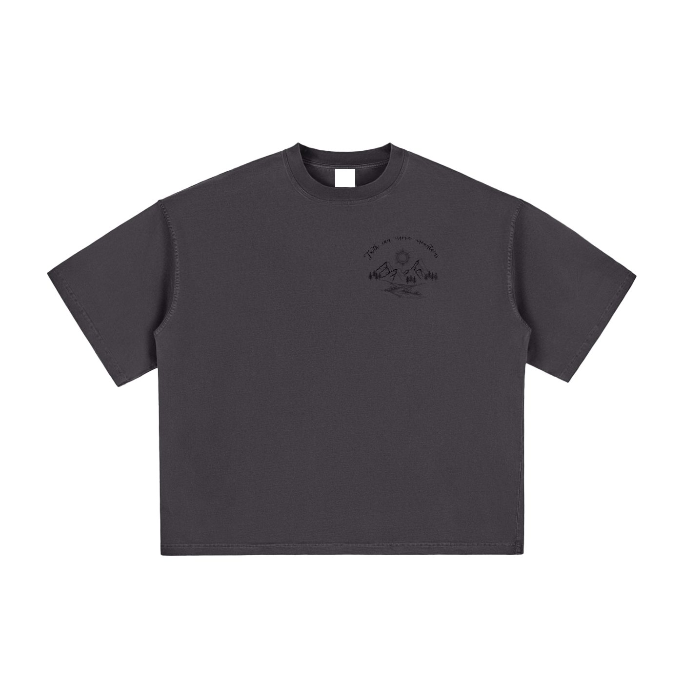 Unisex,Faith Based Apparel,Faith Can Move Mountains,Vintage Washed,Pure Cotton,Boxy T-Shirt,Daily Casual ,Basics,Moderate Thickness,Loose Fit