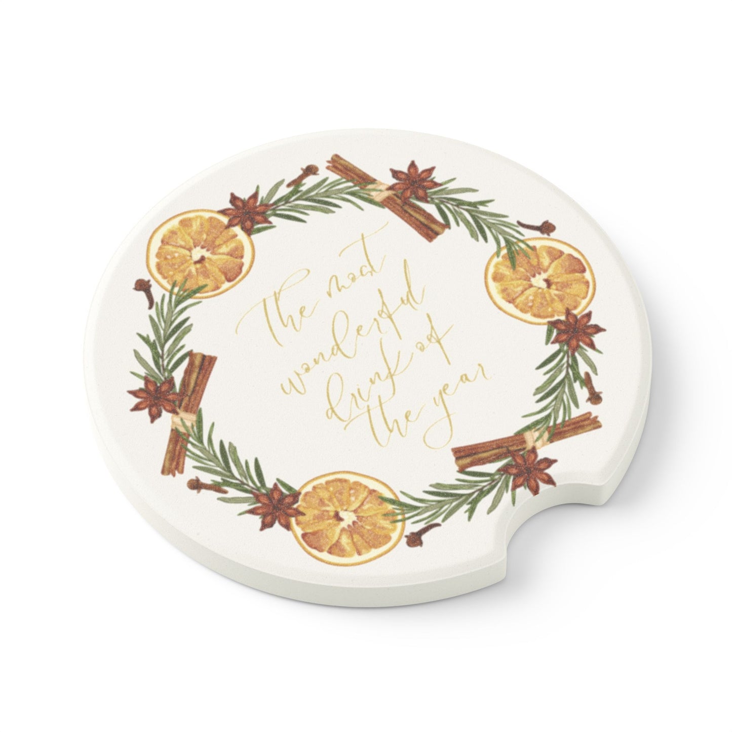 Christmas Soapstone Car Coaster - The Most Wonderful Drink Of The Year - Holiday Collective