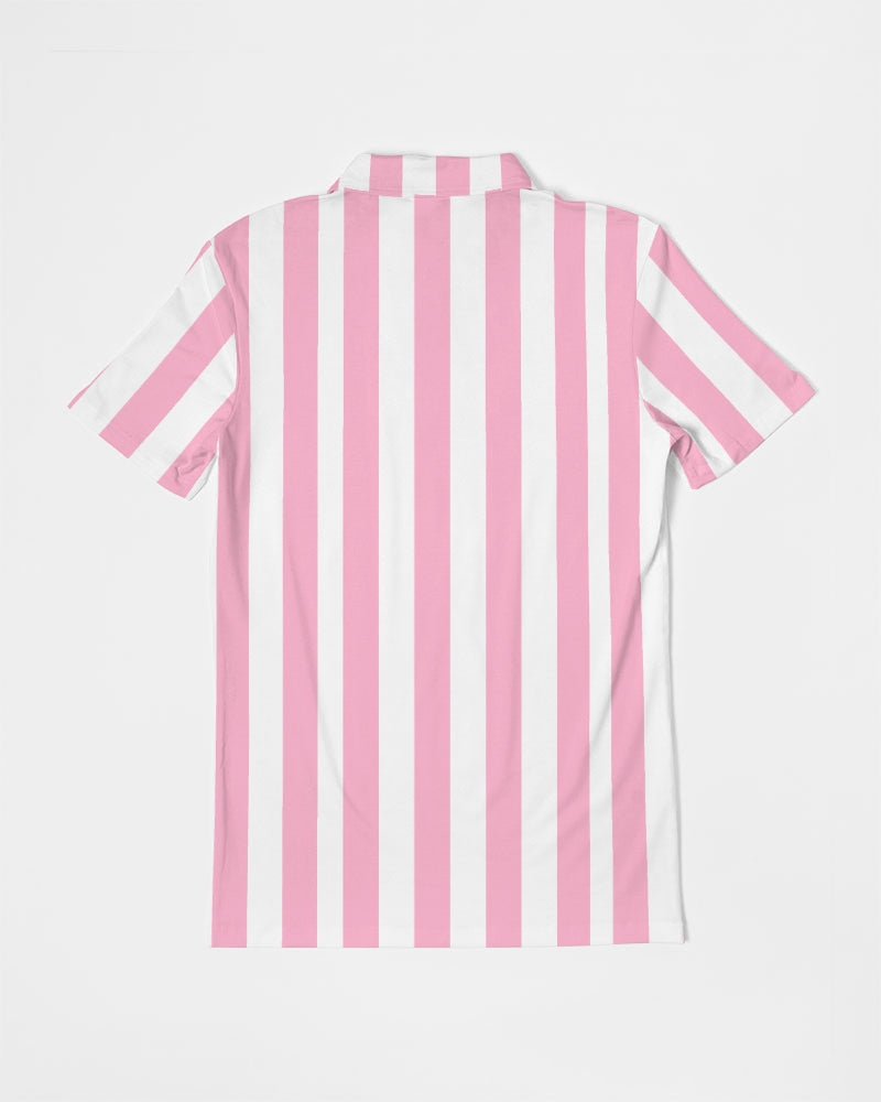 Pink Stripes -  Men's Slim Fit Short Sleeve Polo - Matching Polo - His Collective