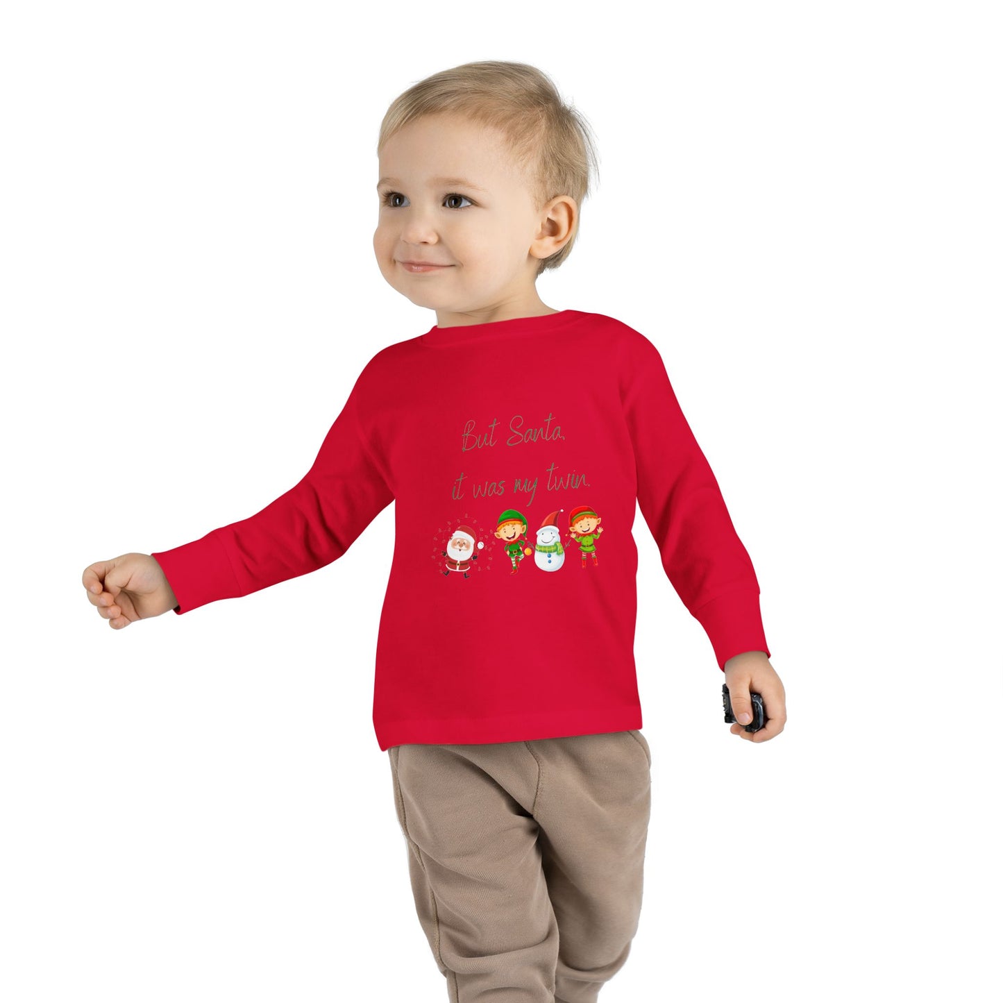 Toddler Long Sleeve Christmas Tee - But Santa It Was My Twin - Kid Collective - Holiday Collective - Christmas Collective