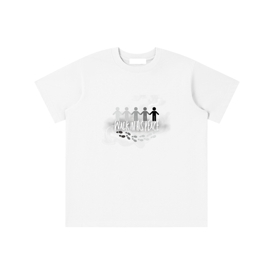 Peace,Faith Based Apparel,Essentials Kids T-Shirts,Pure Cotton,Moderate Thickness,Loose Fit,Unisex,School,Daily Casual,Back & White