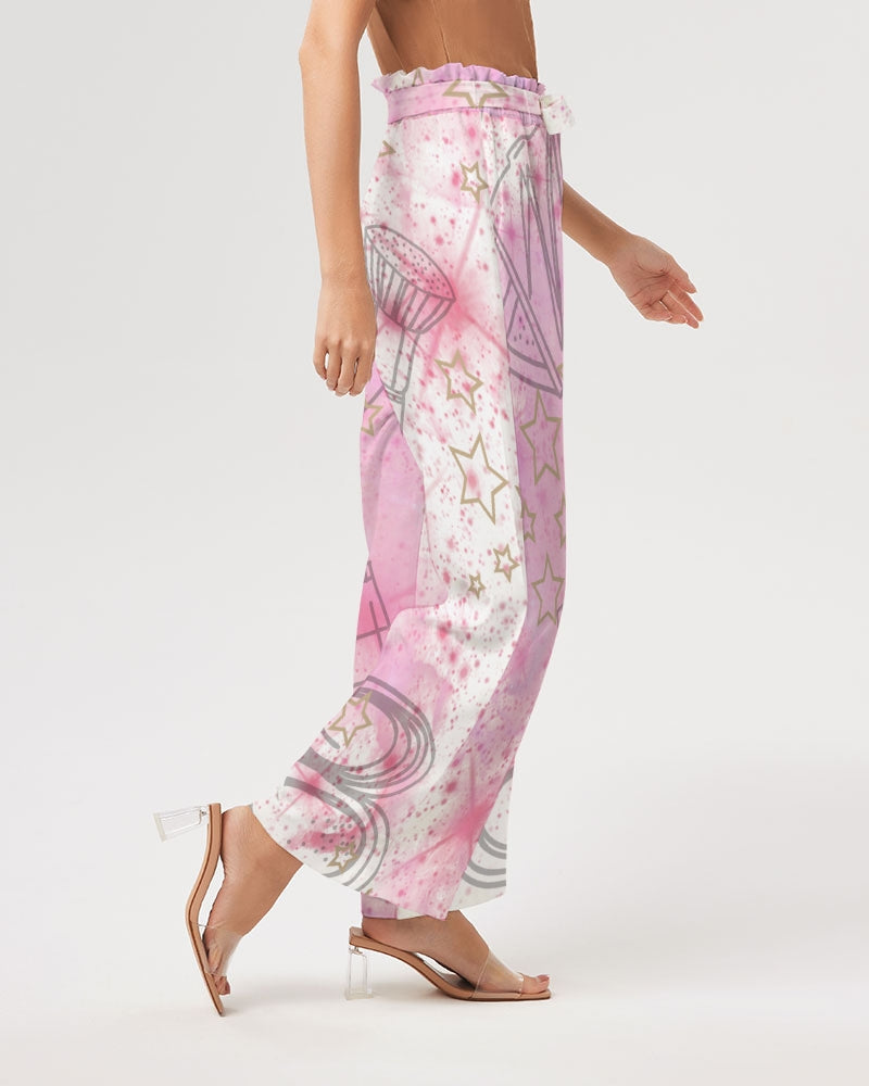 Women's Pants - Make Up Take Over-  Women's Printed High-Rise Wide Leg Pants - Dressy Wear - Her Collective