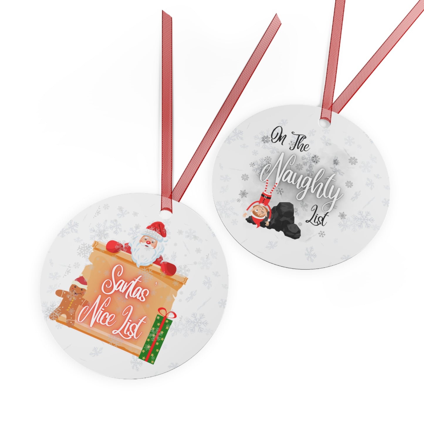 Naughty & Nice - Naughty Or Nice - Christmas Ornaments - Double Sided - Metal Ornaments