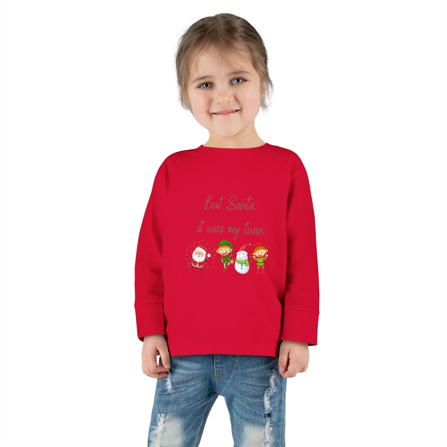 Toddler Long Sleeve Christmas Tee - But Santa It Was My Twin - Kid Collective - Holiday Collective - Christmas Collective