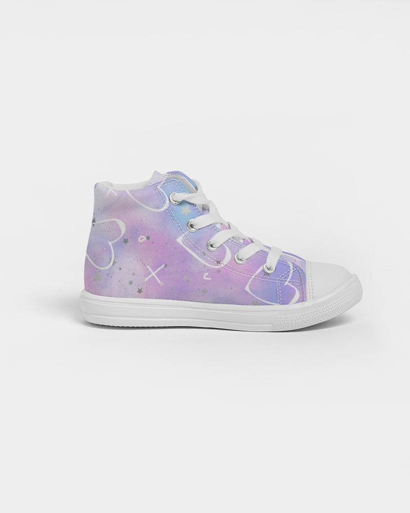 Pink Hearts - Heart Print -  Kids Hightop Shoes - Kid Collective