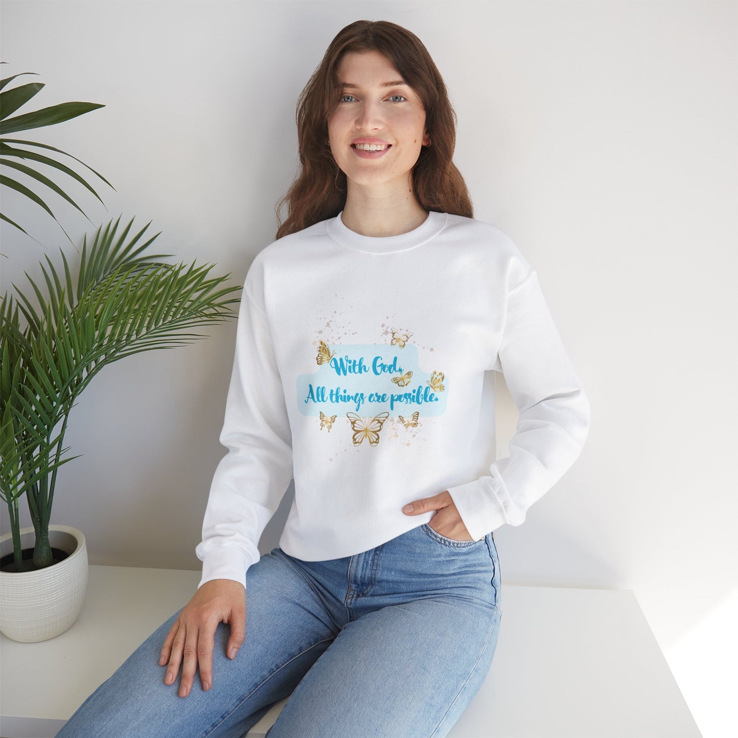 With God All Things Are Possible - Crewneck Sweatshirt - Women's Sweatshirt - Her Collective - Christ Collective