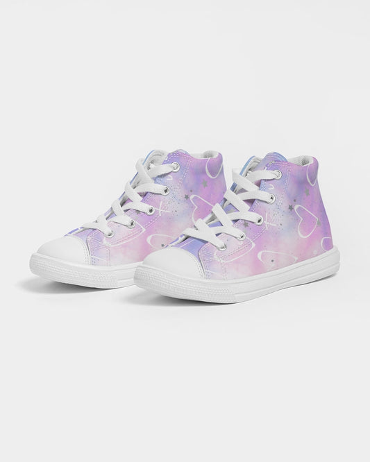 Pink Hearts - Heart Print -  Kids Hightop Shoes - Kid Collective