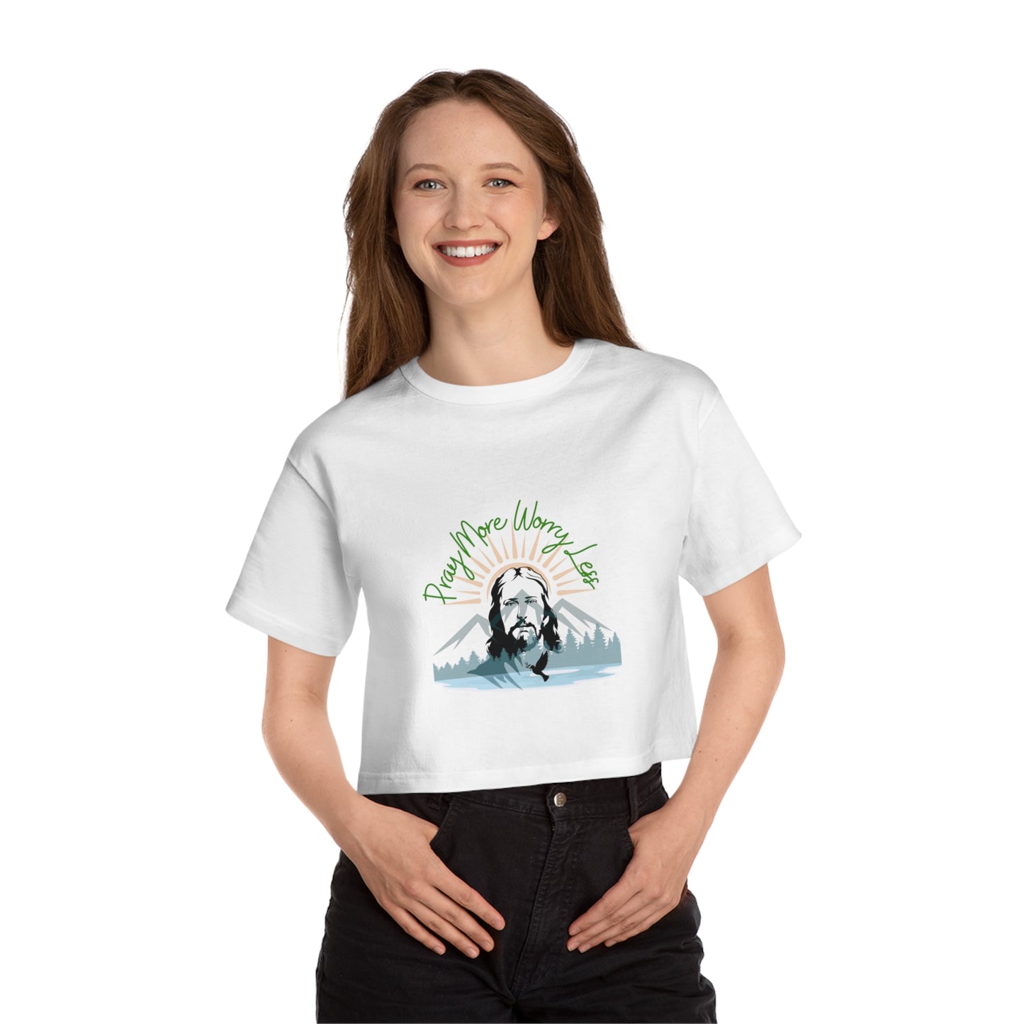 Pray More Worry Less - Champion Women's Heritage Cropped T-Shirt  - Christ Collective - Her Collective