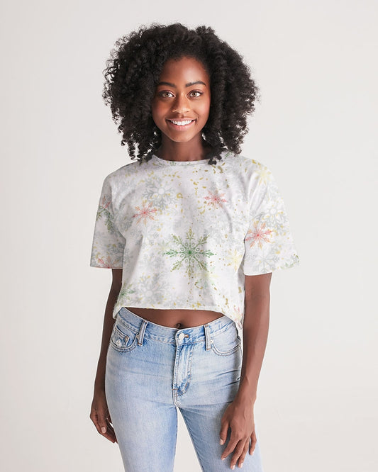 Christmas Women's All-Over Print Lounge Cropped Tee