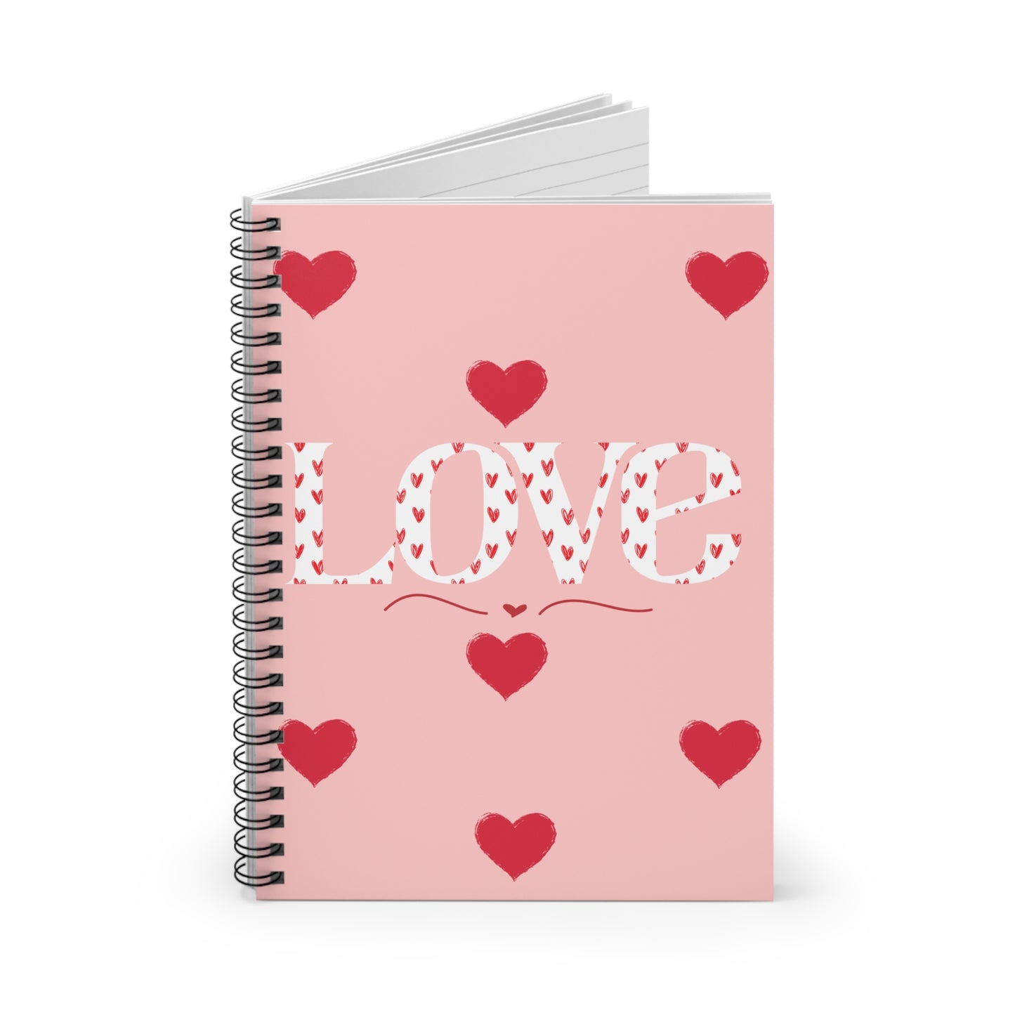 Valentines Day Love Spiral Notebook - Ruled Line