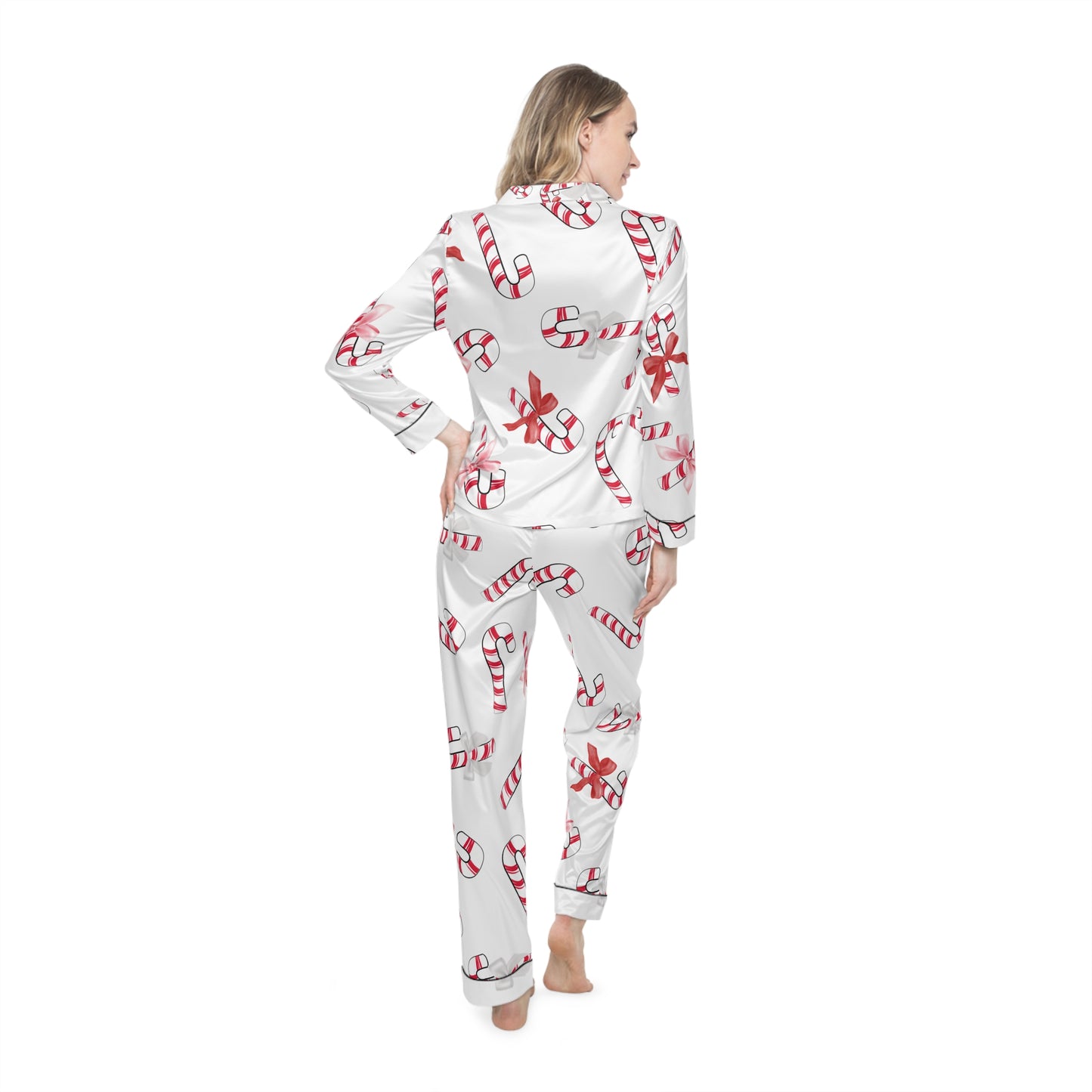 Women's Satin Pajamas - Candy Cane Pajamas - Christmas Pajamas