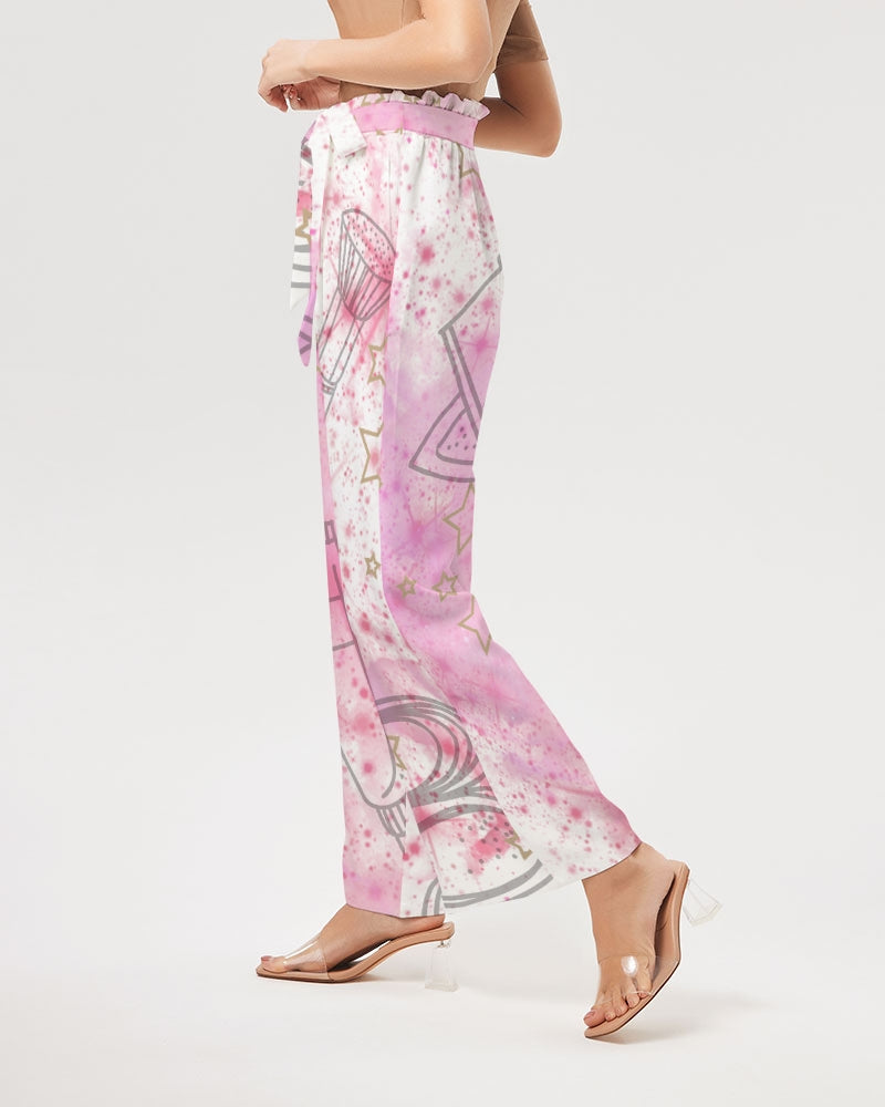 Women's Pants - Make Up Take Over-  Women's Printed High-Rise Wide Leg Pants - Dressy Wear - Her Collective