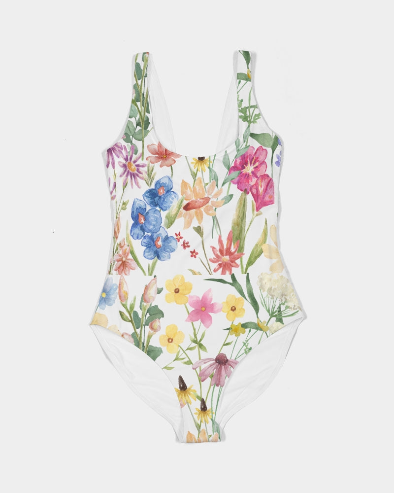 Women's Swimsuit - Comfortable Fit - Wildflowers One Piece Swimsuit