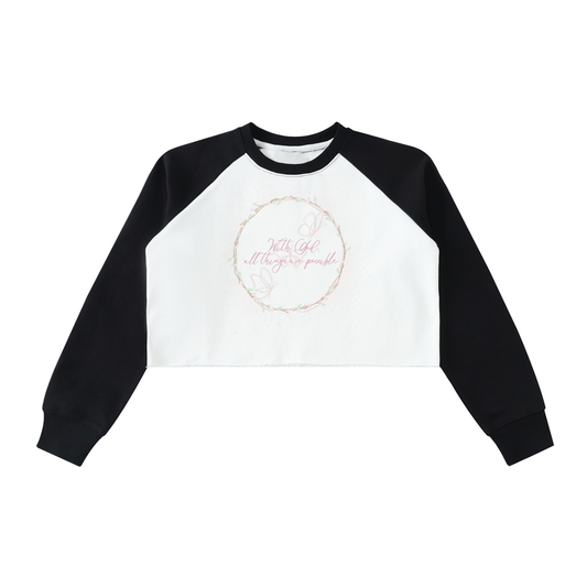 Women's Apparel,Faith Based Apparel,Crop Sweatshirt,Daily Casual,Multi-Season,Body-Con,Box Raglan Crop,Raw Hem,Blended Cotton,Basics