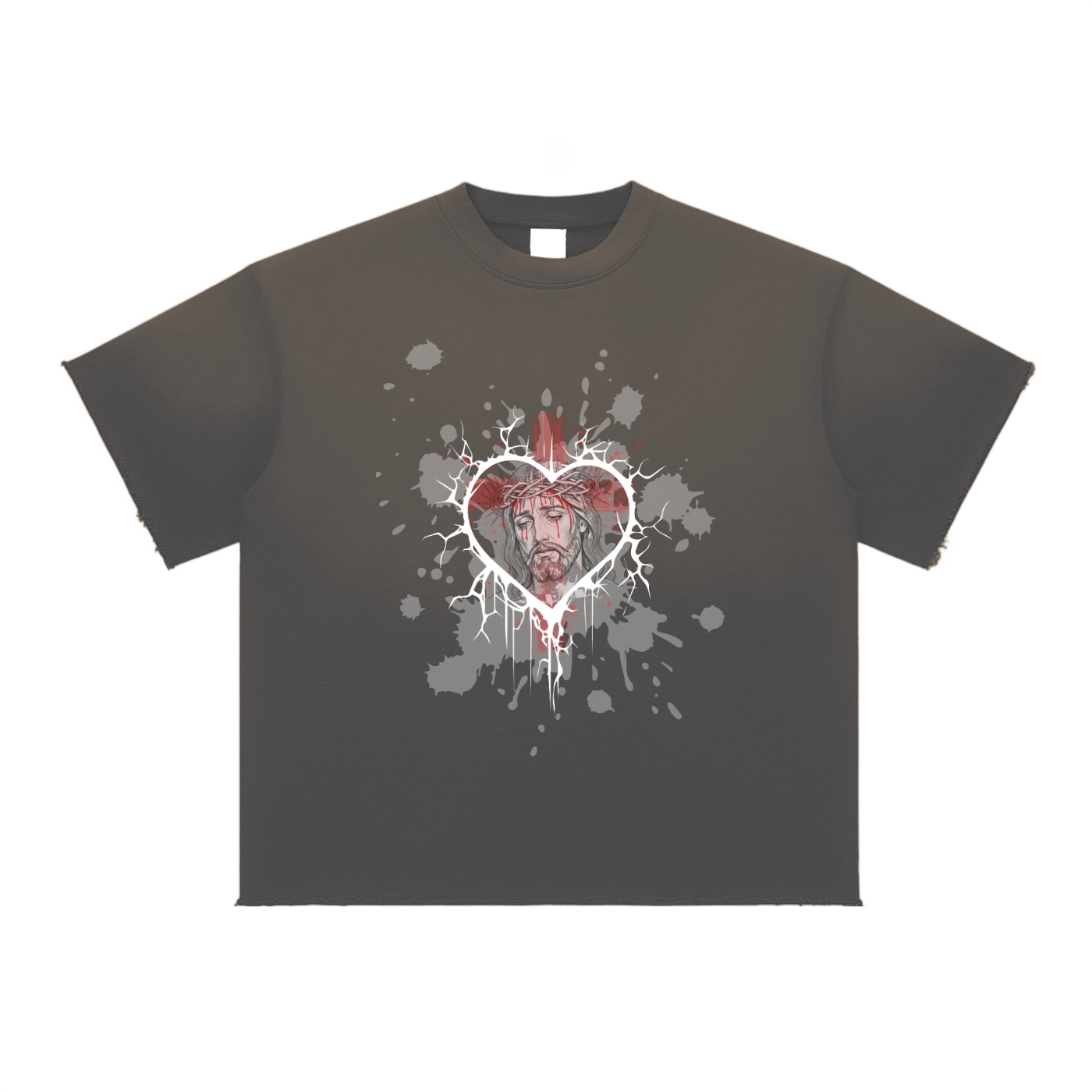 Faith Based Apparel,Unisex,Sun Fade Raw Edge Cut,Pure Cotton,Loose Fit,Moderate Thickness,Graphic T-Shirt,Jesus,Christmas,Holiday Season