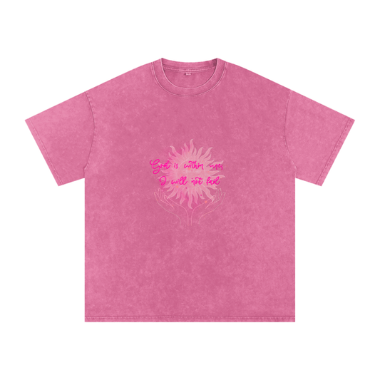 Womens Apparel,Snow Washed Oversized,Pure Cotton,Psalms 46:5,Faith Based Apparel,Loose Fit,Moderate Thickness,Daily Casual 