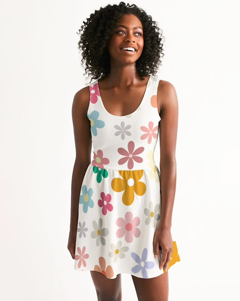 Women's Floral Scoop Neck Skater Dress