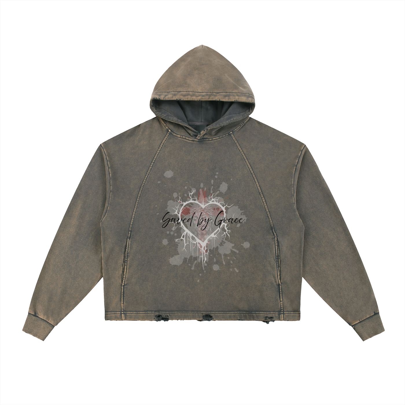 Unisex,Vintage Washed,Faith Based Apparel,Sporty,Daily Casual,Jesus Christ,Saved by Grace ,Frayed-Hem,Autumn,Winter