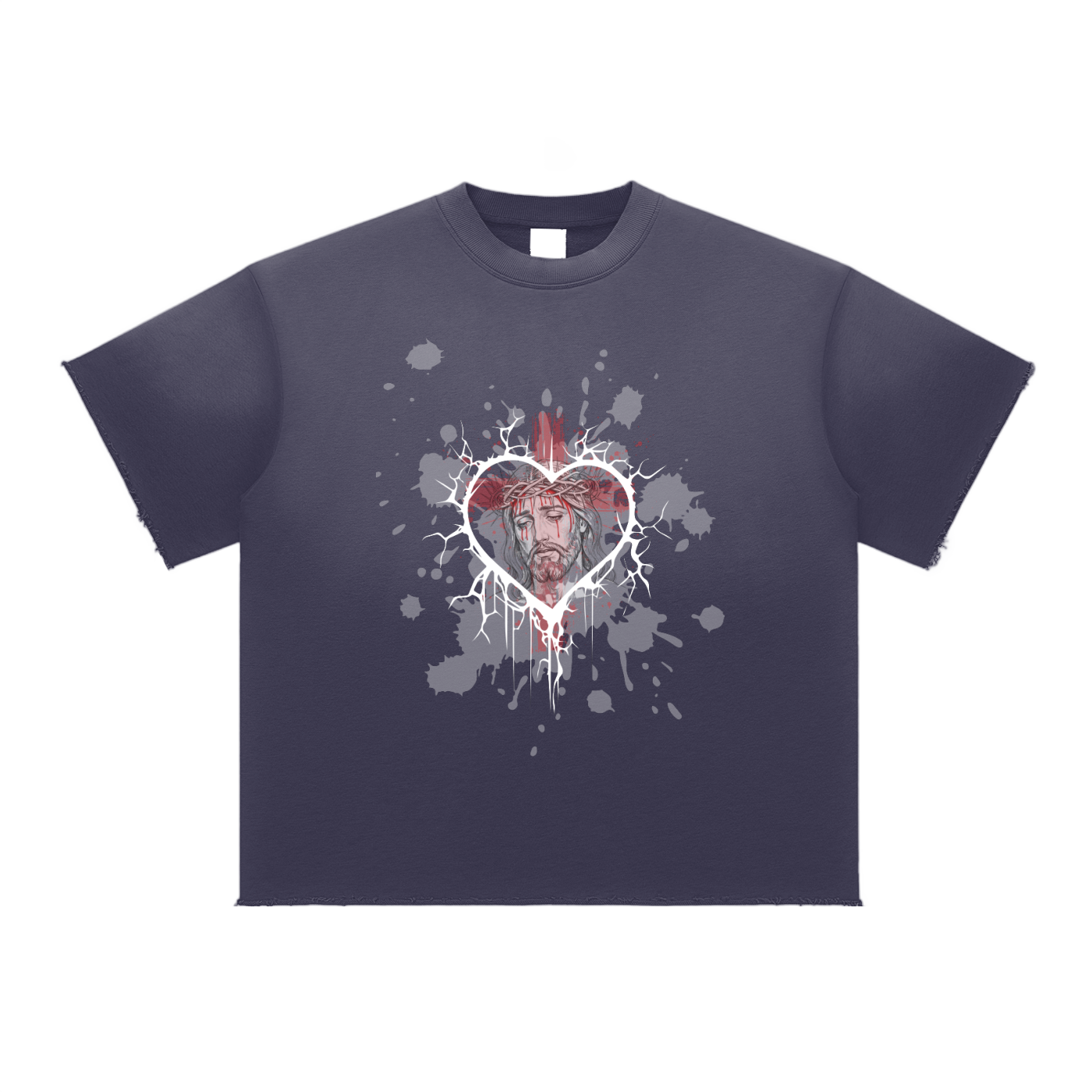 Faith Based Apparel,Unisex,Sun Fade Raw Edge Cut,Pure Cotton,Loose Fit,Moderate Thickness,Graphic T-Shirt,Jesus,Christmas,Holiday Season