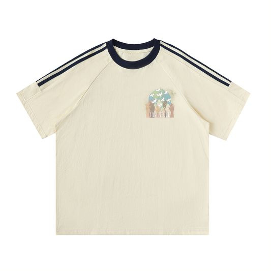 Fatih Based Apparel,Peace Collective,Donation Based,Nonprofit Merchandise,Pure Cotton,Contrast Tape Crewneck,Loose Fit,Moderate Thickness,Daily Casual,Preppy