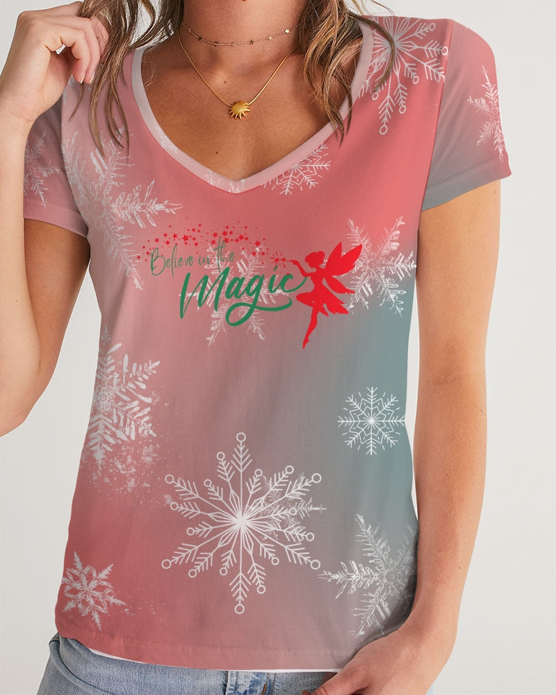 Women's Christmas V-Neck Tee