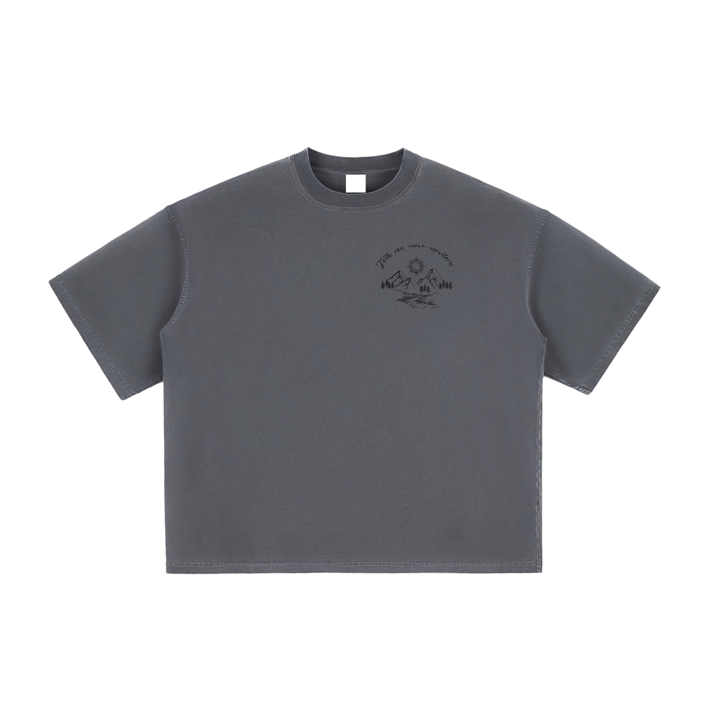 Unisex,Faith Based Apparel,Faith Can Move Mountains,Vintage Washed,Pure Cotton,Boxy T-Shirt,Daily Casual ,Basics,Moderate Thickness,Loose Fit